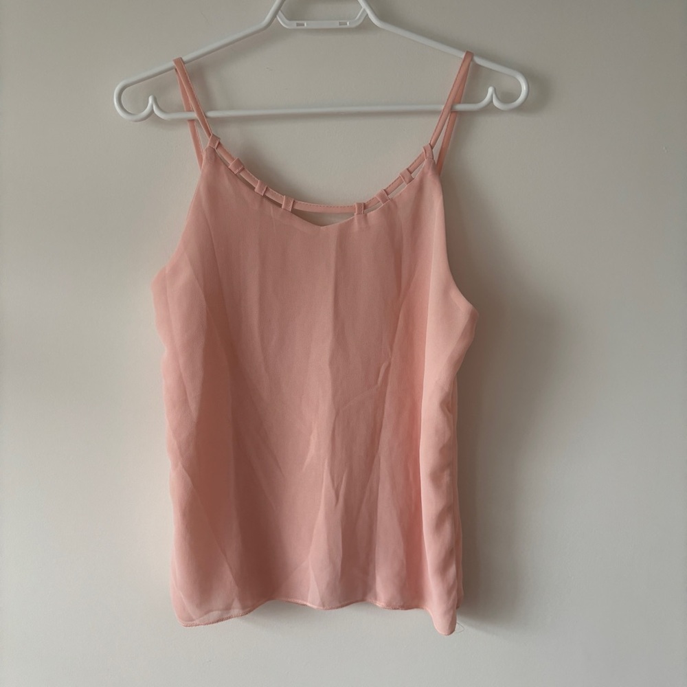 2/$10 Blush Pink Sleeveless Chiffon Tank Top  lightweight summer one size S